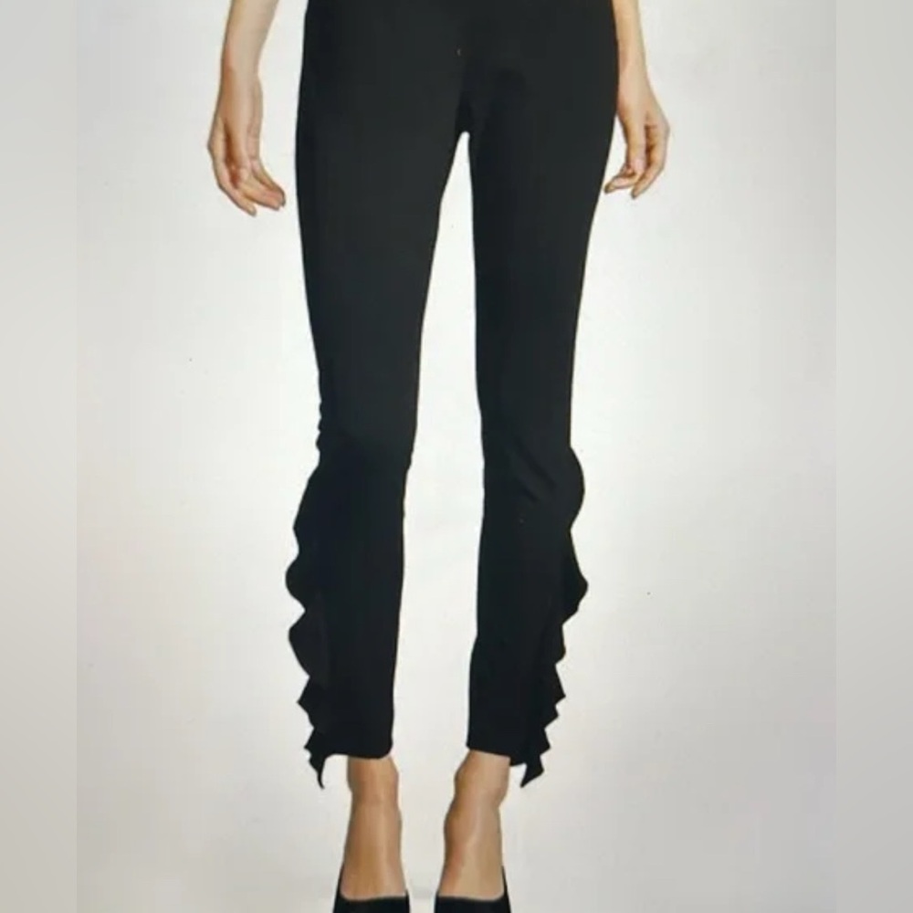 IRO Fholan Black Ruffle Trouser Slim-Fit‎ Ponte Pants size 34/2 NWT